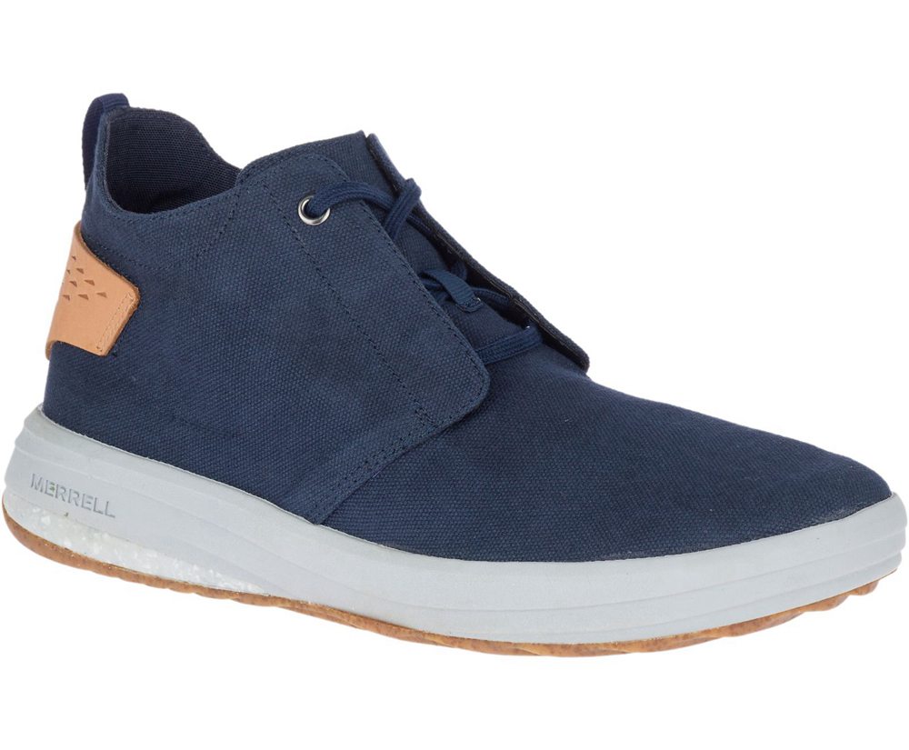 Merrell Sneakers Navy - Gridway Mid Canvas - Mens 46PXNTSWR